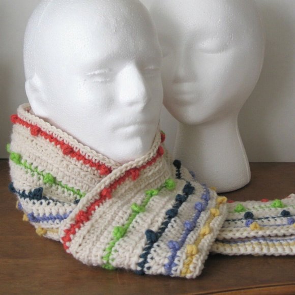 Long Striped Scarf off-white/multicolor men women - Picture 6 of 13